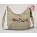 Szervető-kalocsai half moon bag - beige with line pattern