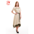 Réka dress with Szervető-endless braid pattern - beige-green