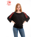 Szervető-endless braid batwing sleeve blouse - black