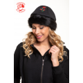 Szervető-matyó hat with faux fur - black