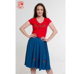 Szervető-matyó V-neck T-shirt - red