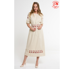 Beatrix dress with Szervető-Noble embroidery - beige