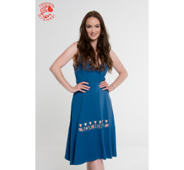 Ágnes dress with Szervető-Noble embroidery - electric-blue