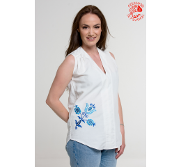 Szervető-noble embroidery sleeveless blouse - white
