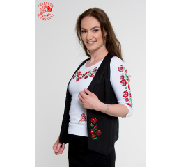 Szervető-matyó embroidery vest - black