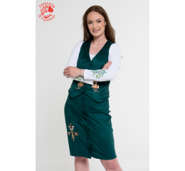 Ilona skirt with Szervető-noble embroidery – green