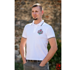 Szervető-coat of arms of Hungary pique polo shirt - white-silver